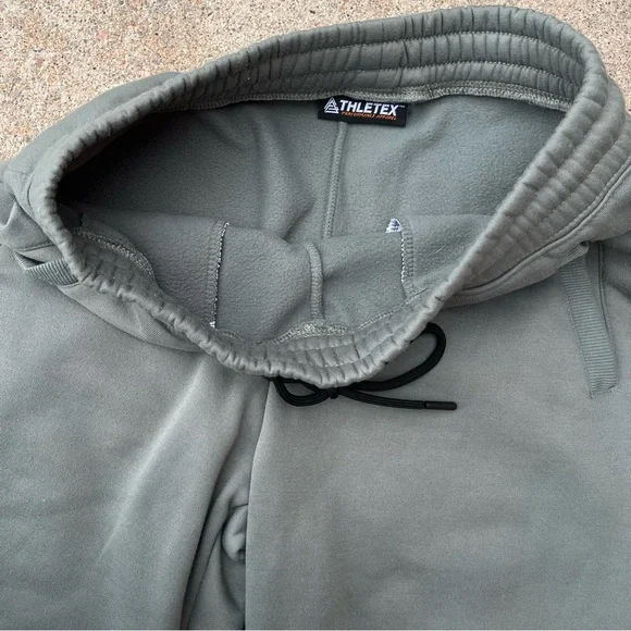 Thletex Green Jogger Pants Men Medium 32x27.5” Pull On Drawstring Poly Thick - Picture 5 of 8